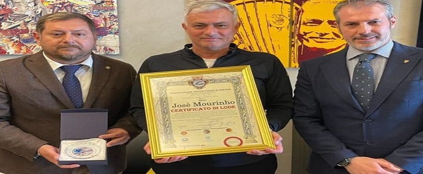 Certificato di Lode ARGOS Forze di Polizia per JOSE' MOURINHO