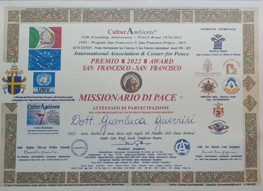 Missionario di Pace - Gianluca GUERRISI - Premio San Francesco